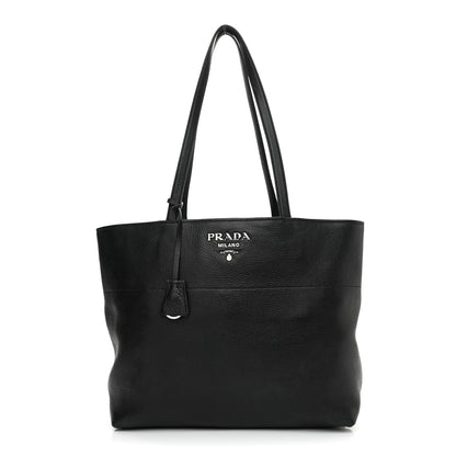 Prada Vitello Daino Zip Shopping Tote Black 1 of 11