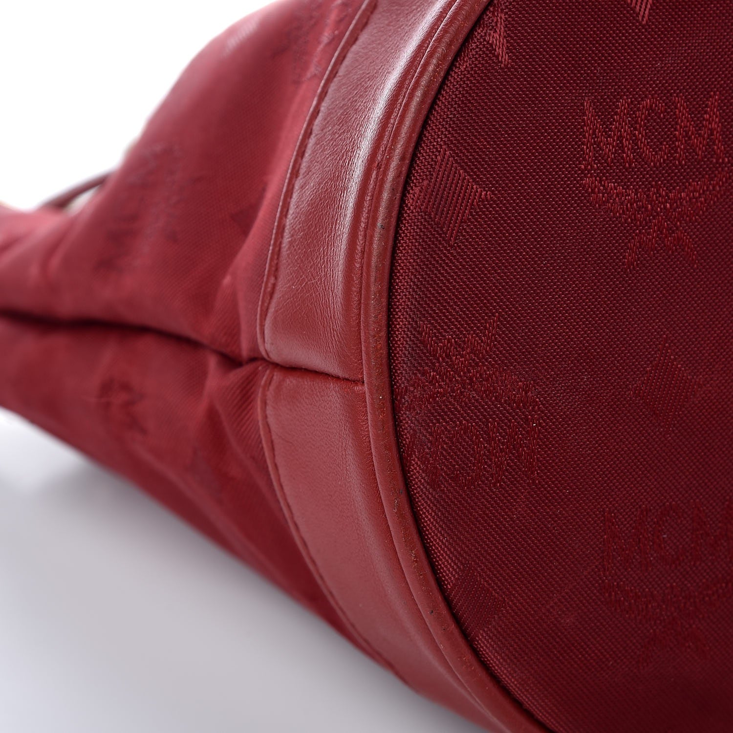 MCM Nylon Monogram Bucket Shoulder Bag Red 16 of 17