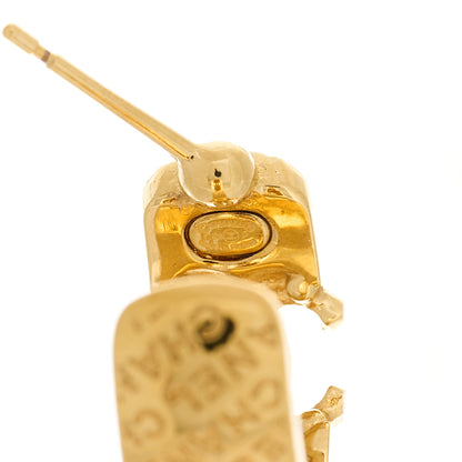 Chanel Metal Crystal CC Logo Hoop Earrings Gold 4 of 5