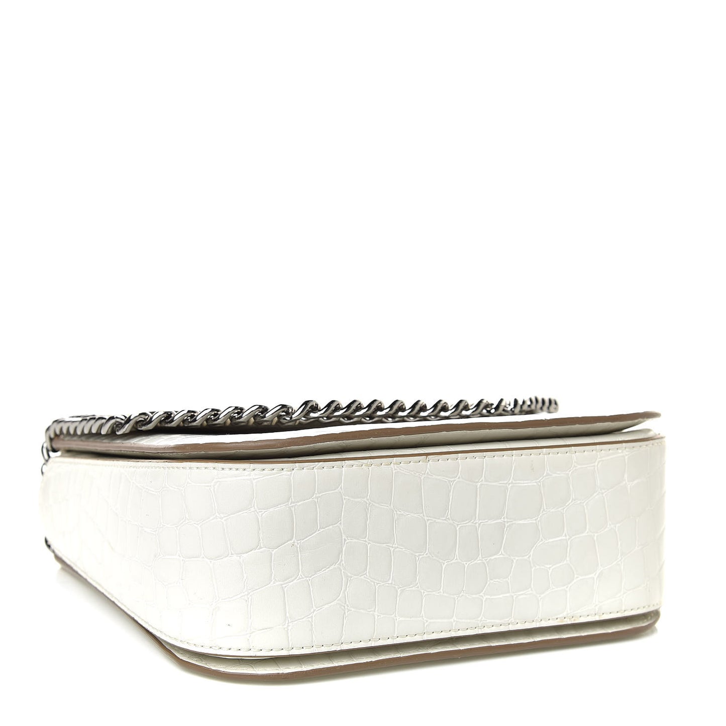 Embossed Crocodile Effect Medium Falabella Box Shoulder Bag Ivory