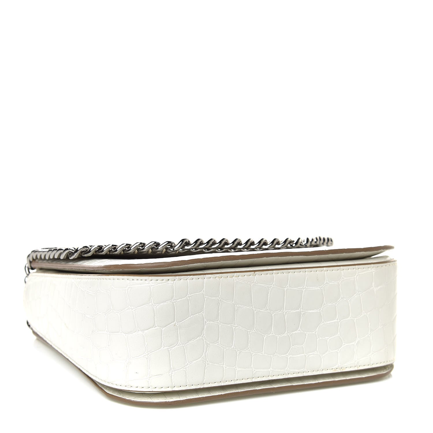Stella McCartney Embossed Crocodile Effect Medium Falabella Box Shoulder Bag Ivory 4 of 10