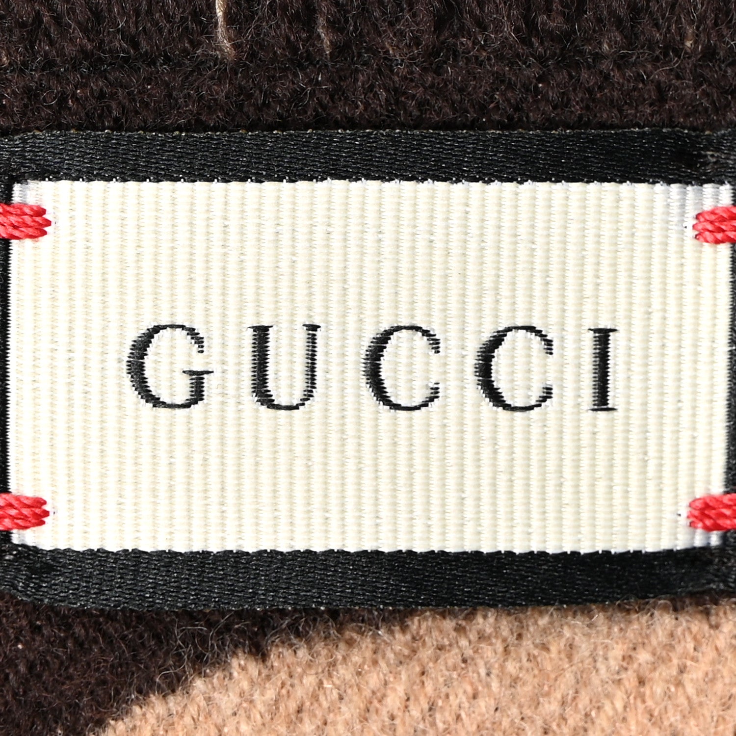 Gucci Wool Silk Monogram Jumbo GG Freedom Scarf Dark Brown Beige 3 of 4