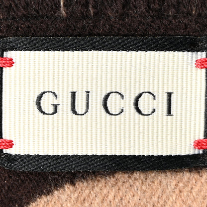 Gucci Wool Silk Monogram Jumbo GG Freedom Scarf Dark Brown Beige 3 of 4