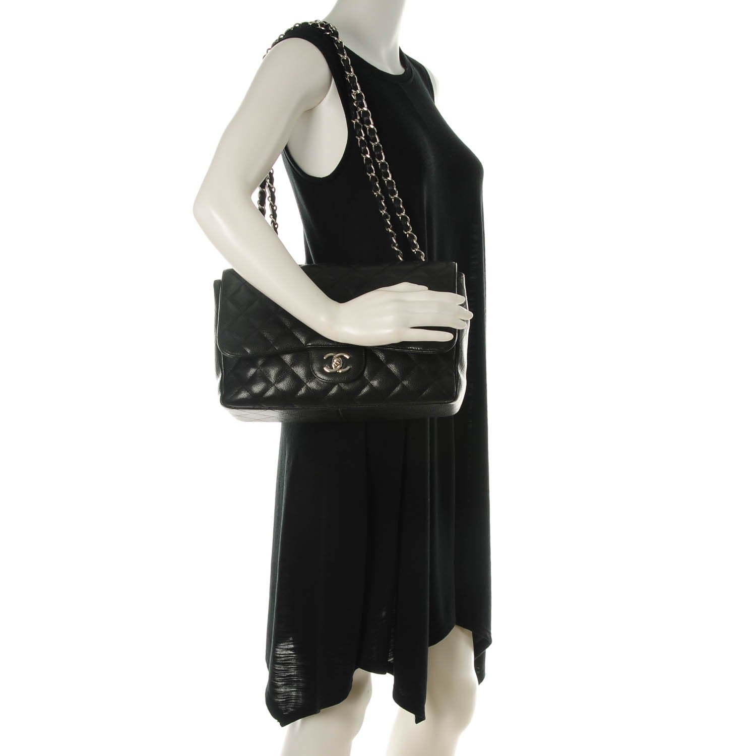 Chanel Caviar Quilted Jumbo Single Flap Black 2 of 8