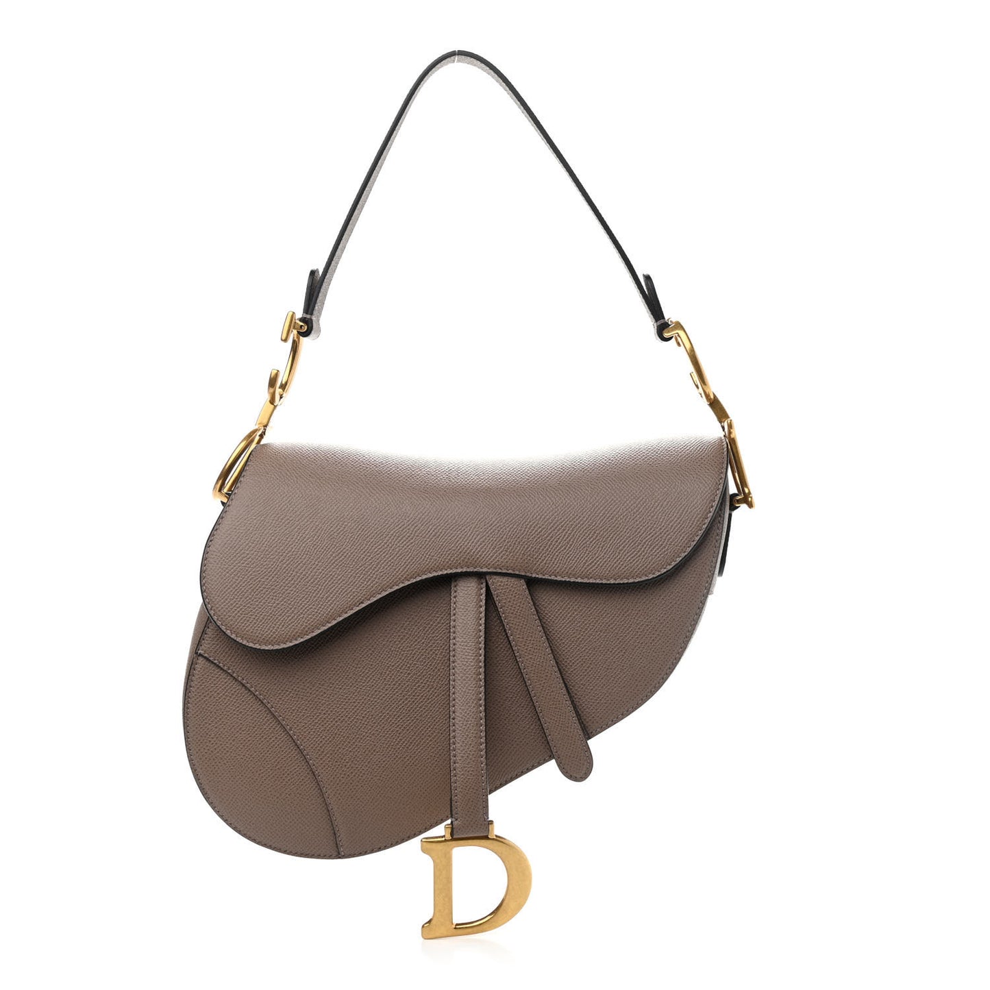 Grained Calfskin Saddle Bag Warm Taupe