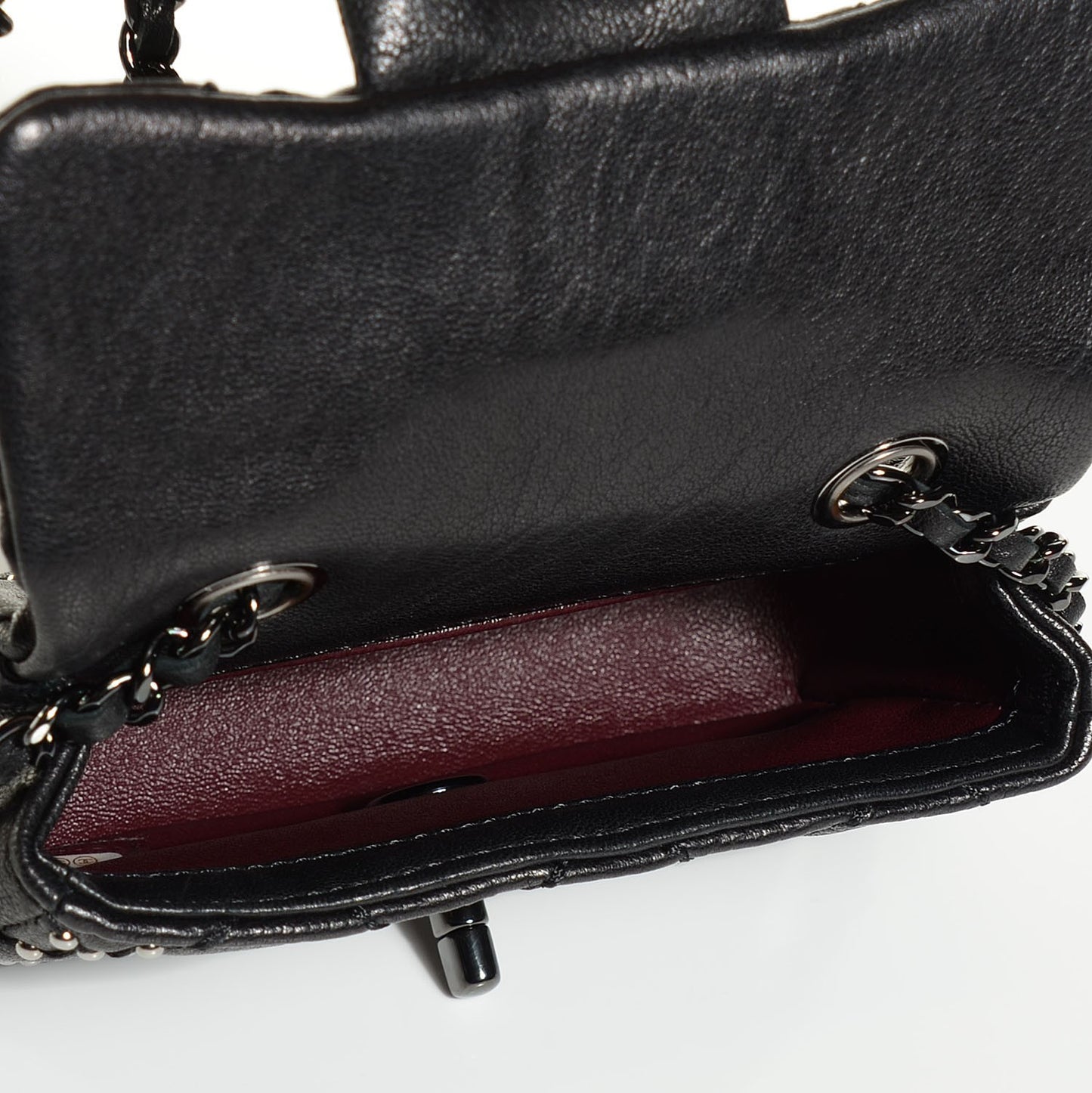 Lambskin Studded Metal Beauty Mini Flap Black