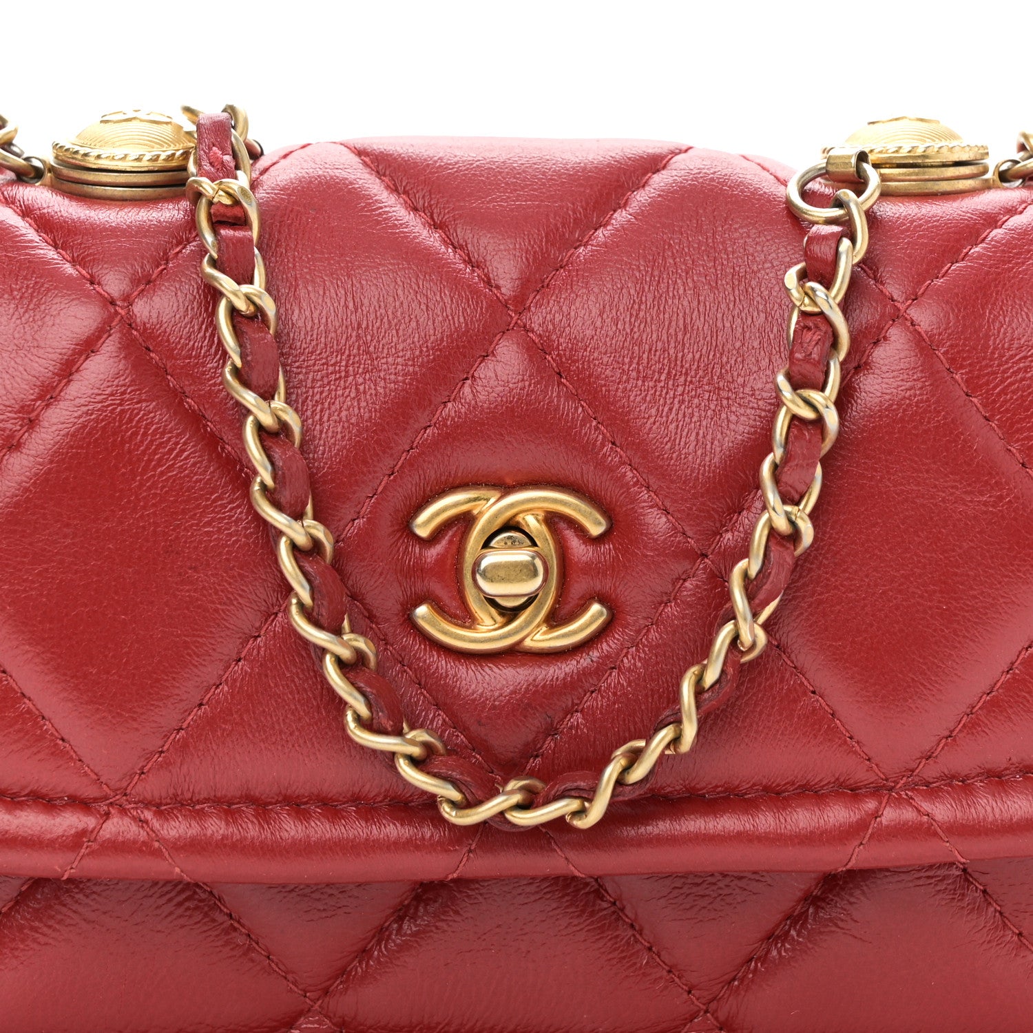 Chanel Shiny Lambskin Quilted Extra Mini Flap Red 8 of 10