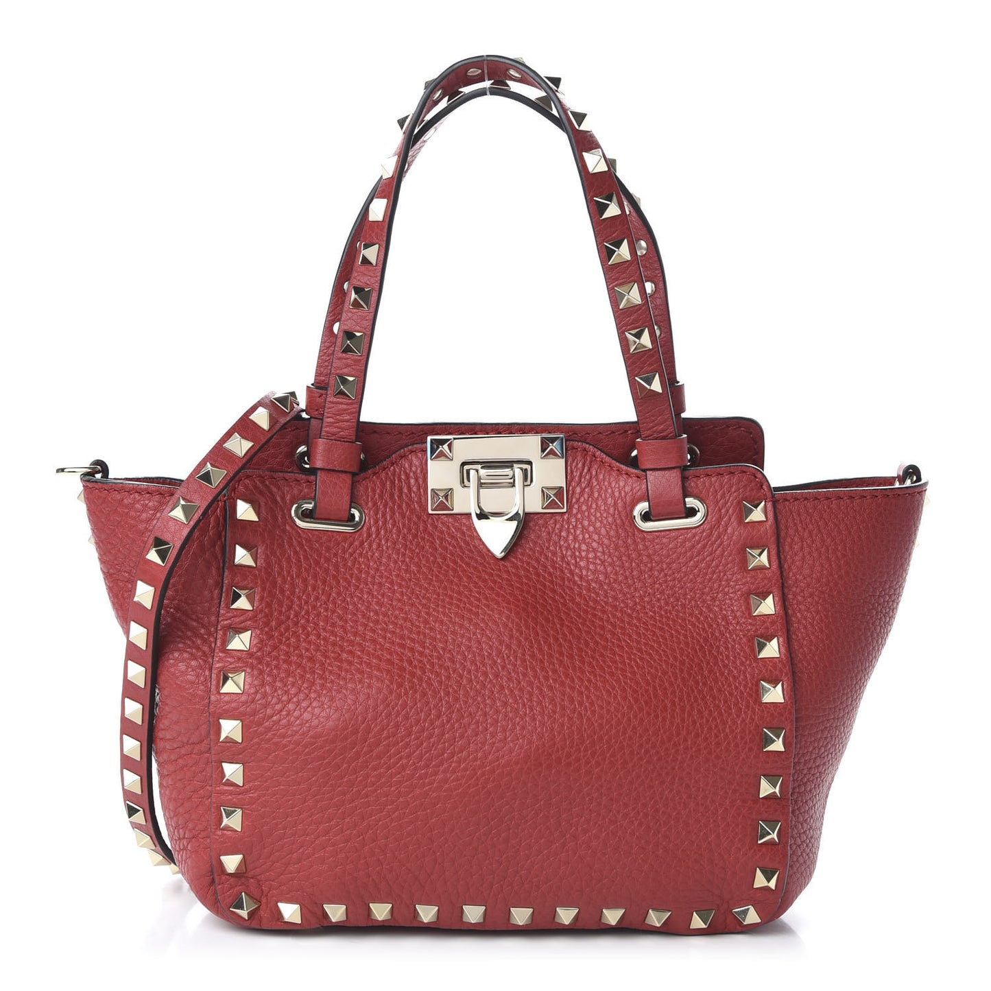 Pebbled Calfskin Mini Rockstud Tote Red