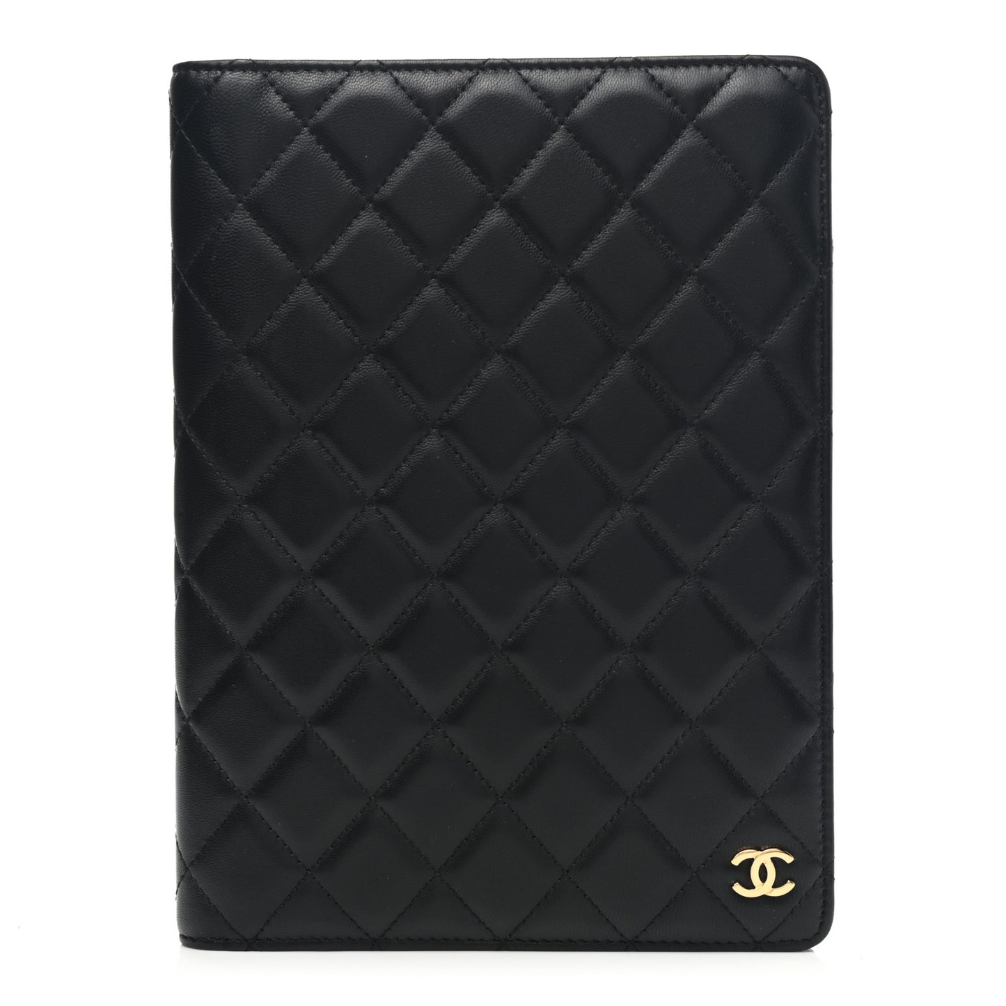Lambskin Quilted Large Agenda Cover Black