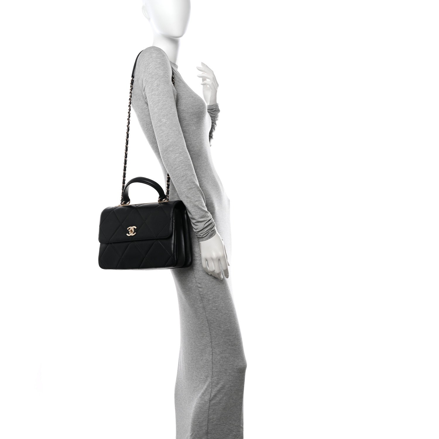 Chanel Lambskin Quilted Medium Trendy CC Flap Dual Handle Bag Black 2 of 11
