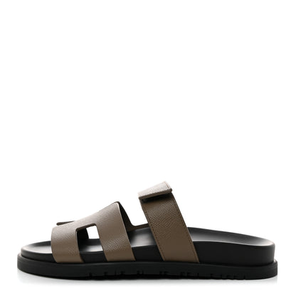 Hermes Epsom Womens Chypre Sandals 36 Etoupe 1 of 9
