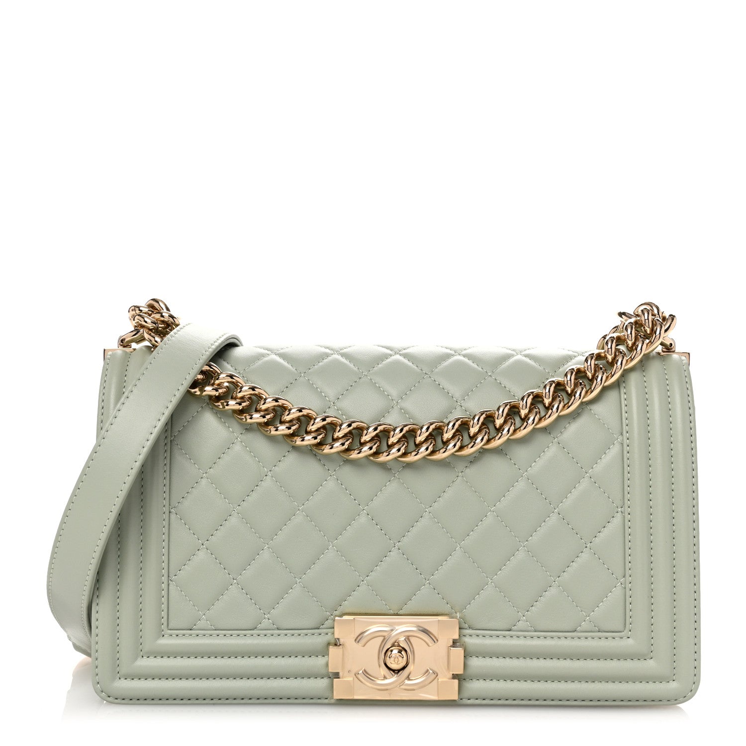 Chanel Calfskin Quilted Medium Boy Flap Light Green 1 of 12