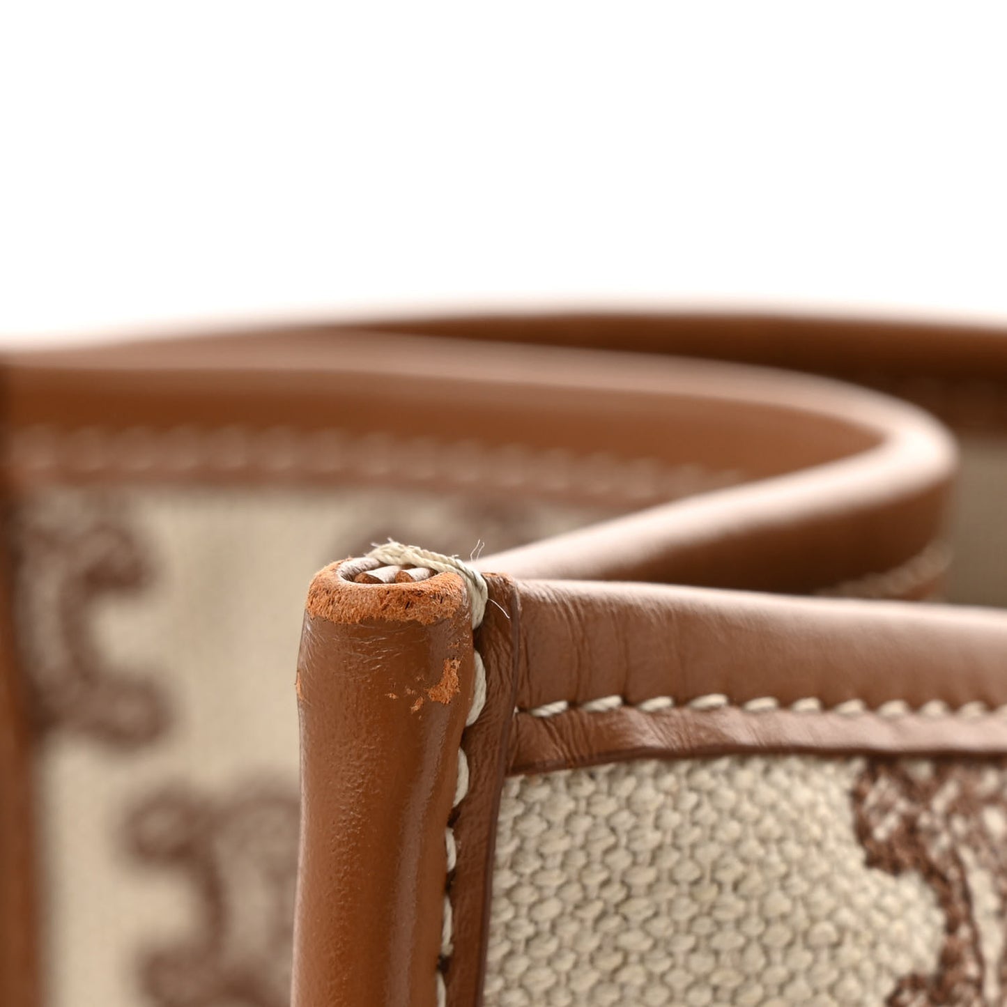 Canvas Calfskin Triomphe Embroidered Horizontal Cabas Tan