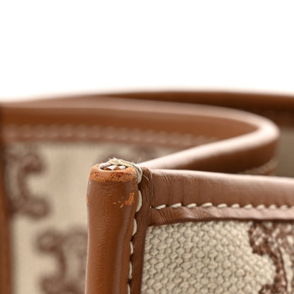 Celine Canvas Calfskin Triomphe Embroidered Horizontal Cabas Tan 12 of 14