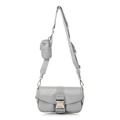 Prada Nappa Re-Nylon Double Pocket Buckle Shoulder Bag Fiordaliso 1 of 17