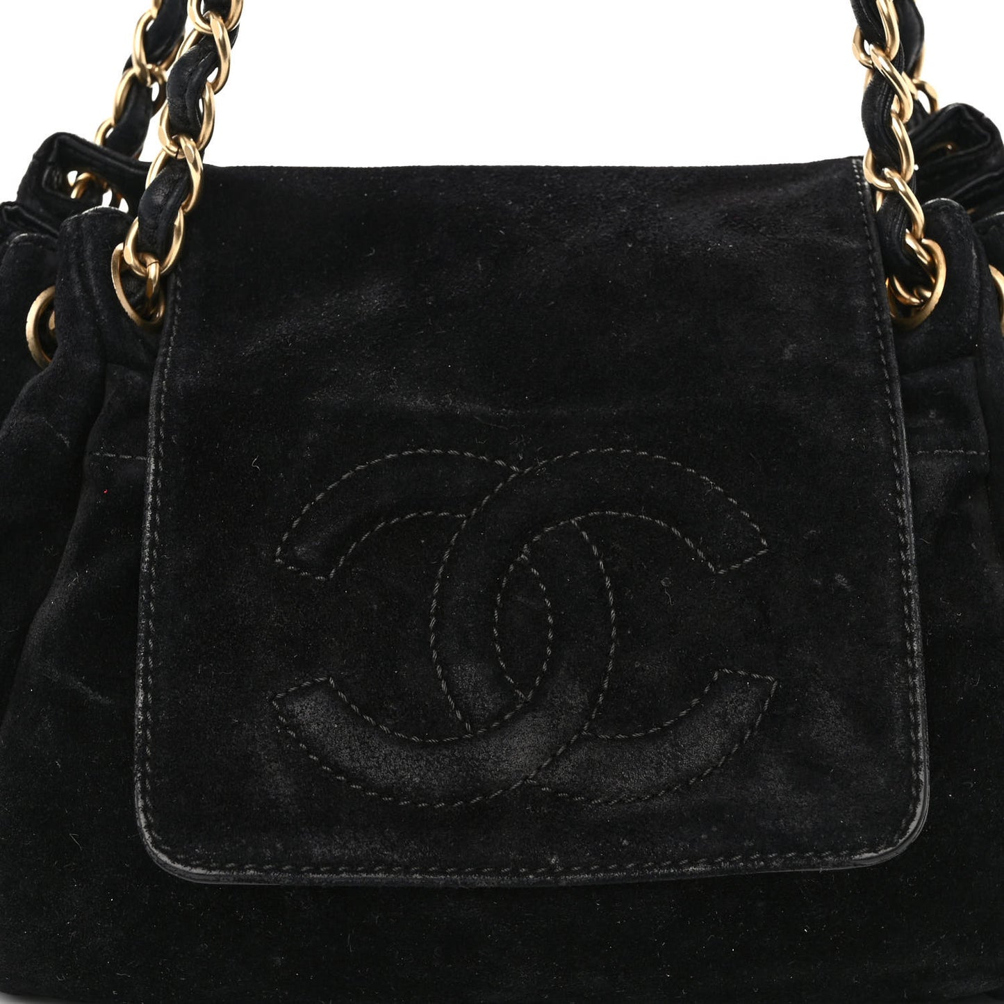 Suede Accordion Flap Black