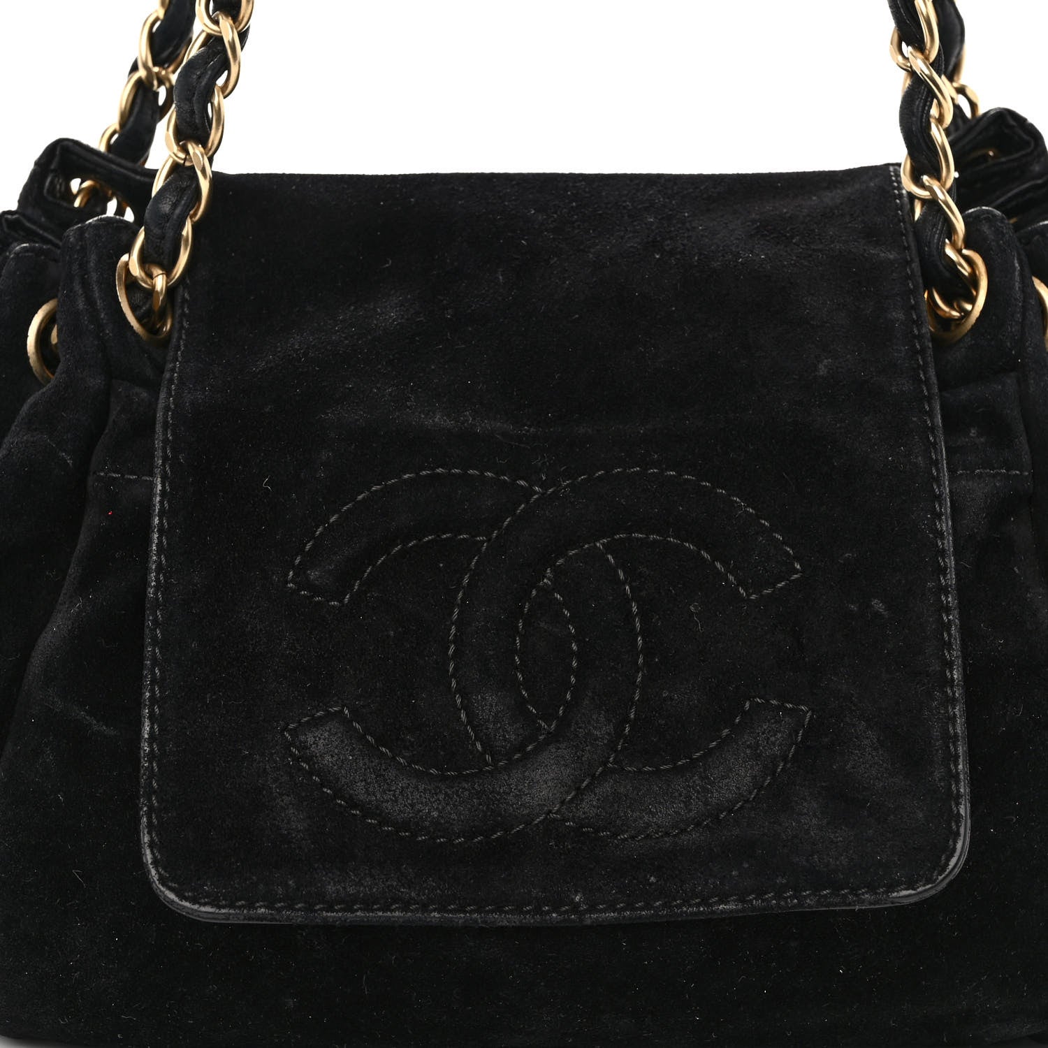 Chanel Suede Accordion Flap Black 7 of 11