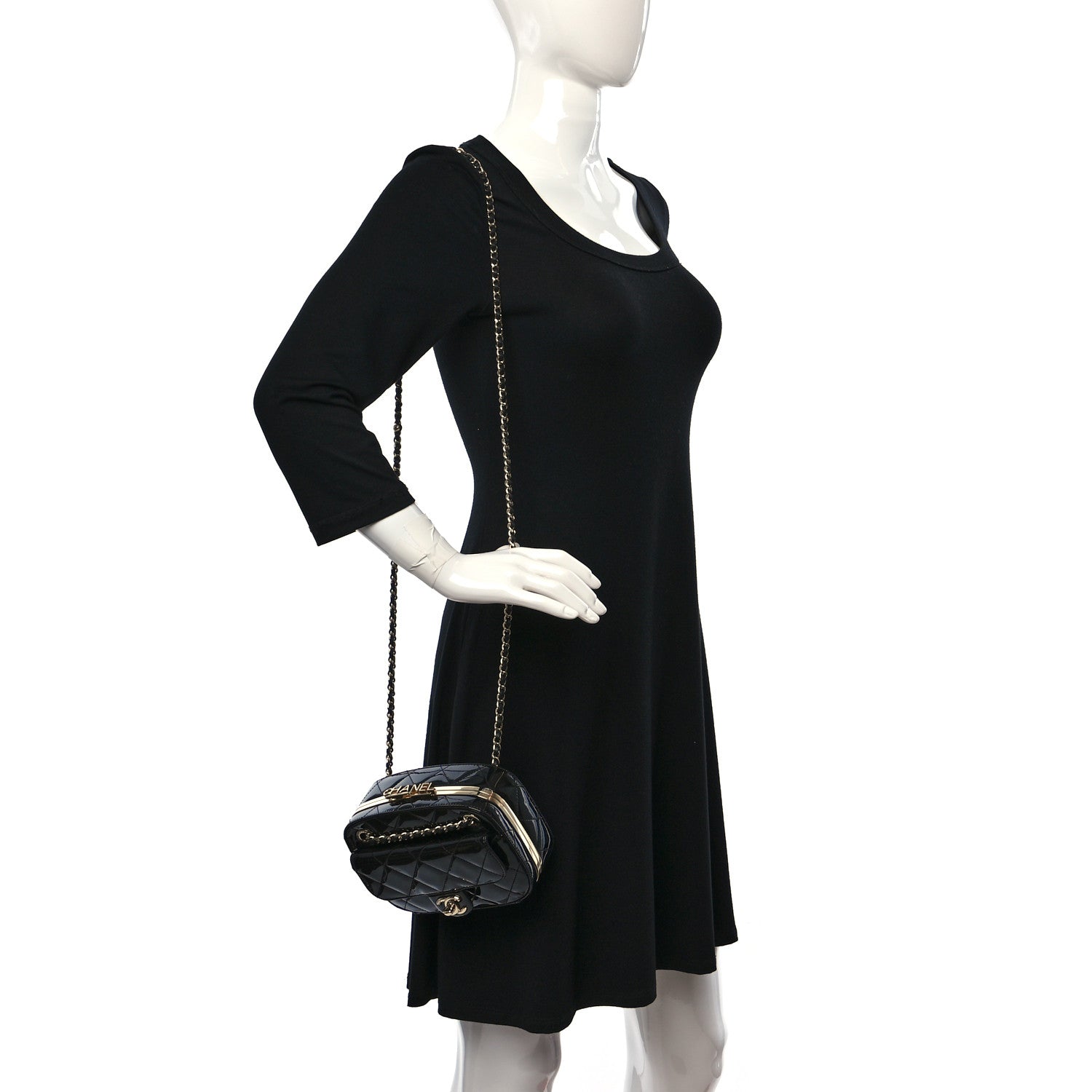 Chanel Patent Calfskin Quilted Mini Camera Case Black 2 of 11