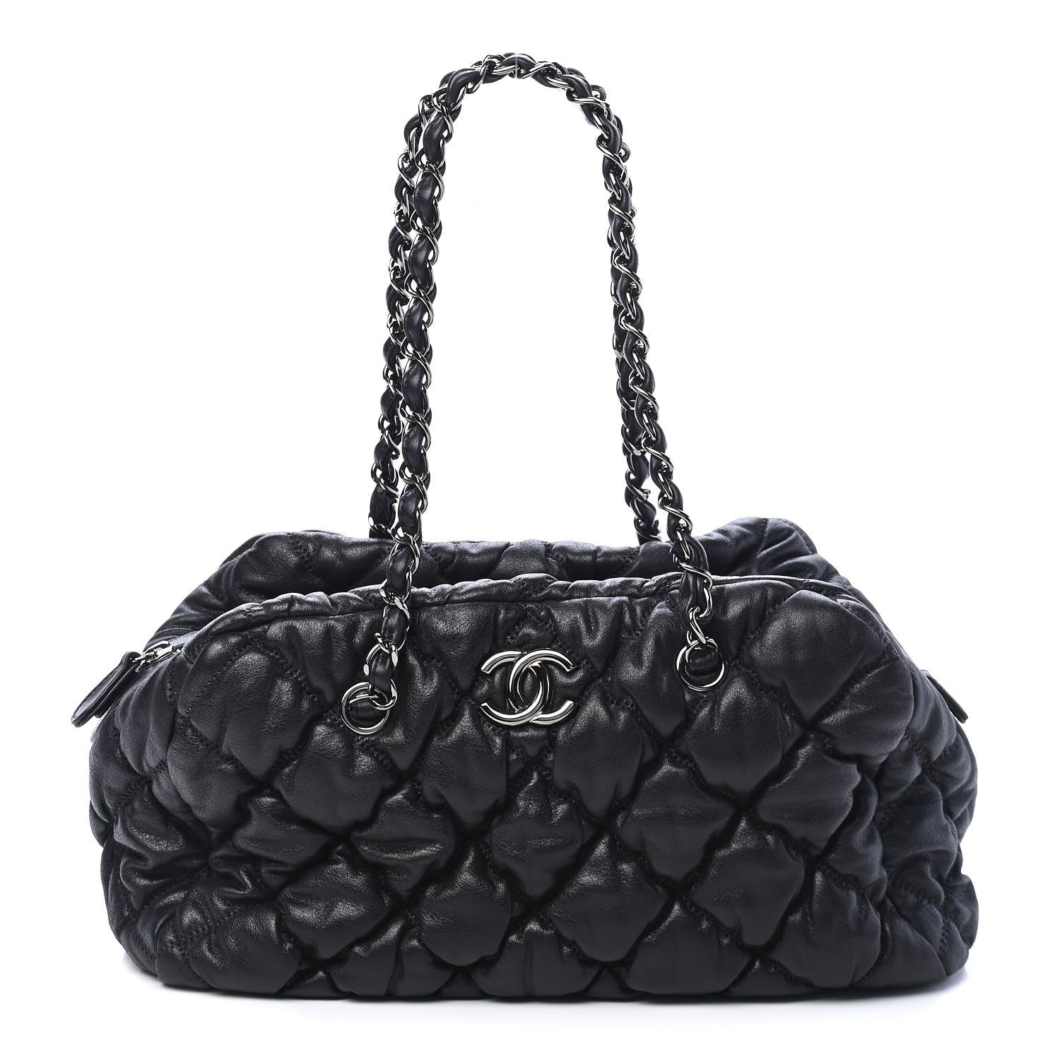 Chanel Calfskin Bubble Quilt Bowler Black 1 of 9
