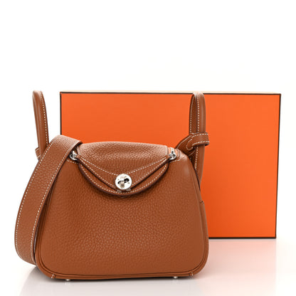 Hermes Taurillon Clemence Mini Lindy 20 Gold 11 of 11