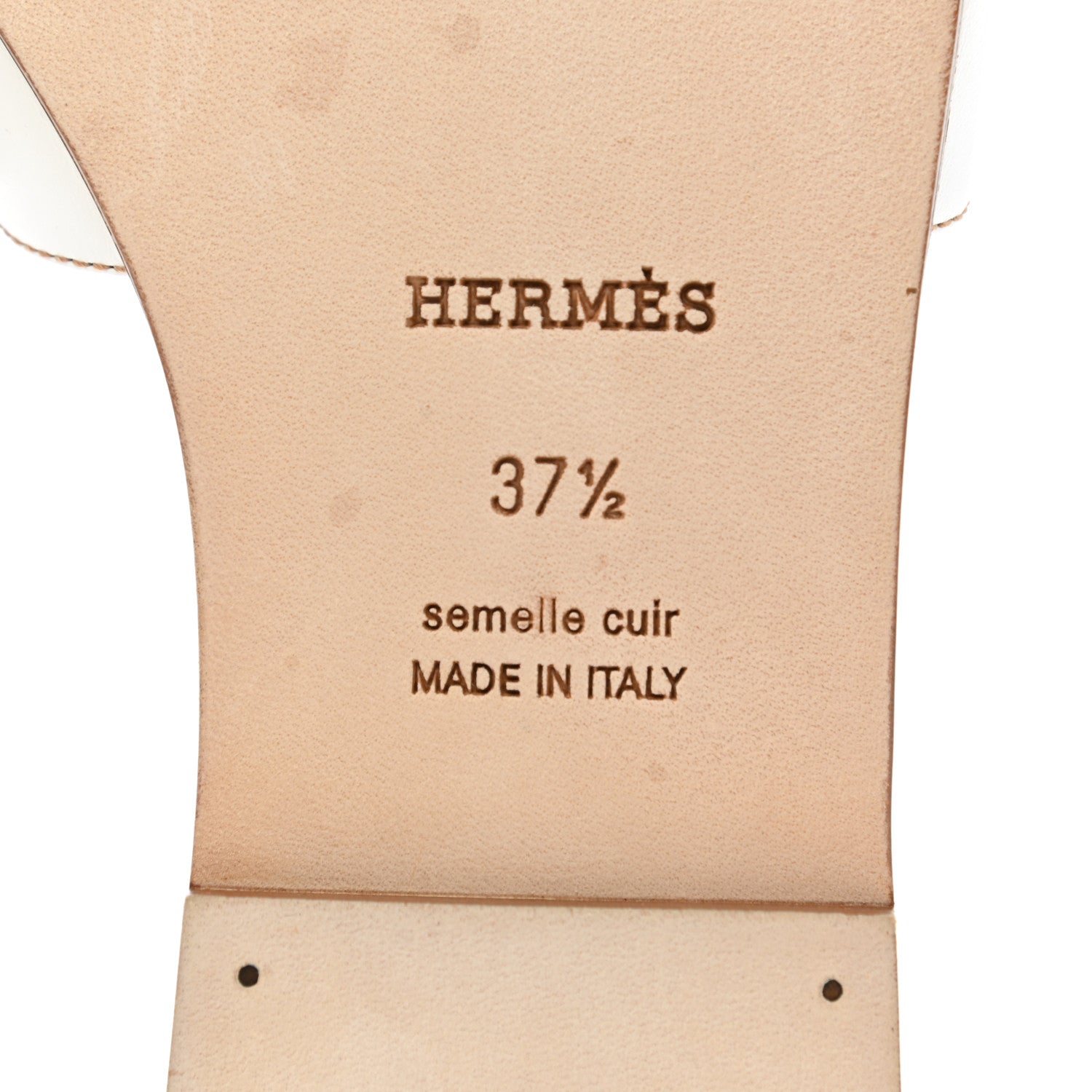 Hermes Box Calfskin Oran Sandals 37.5 White 6 of 10