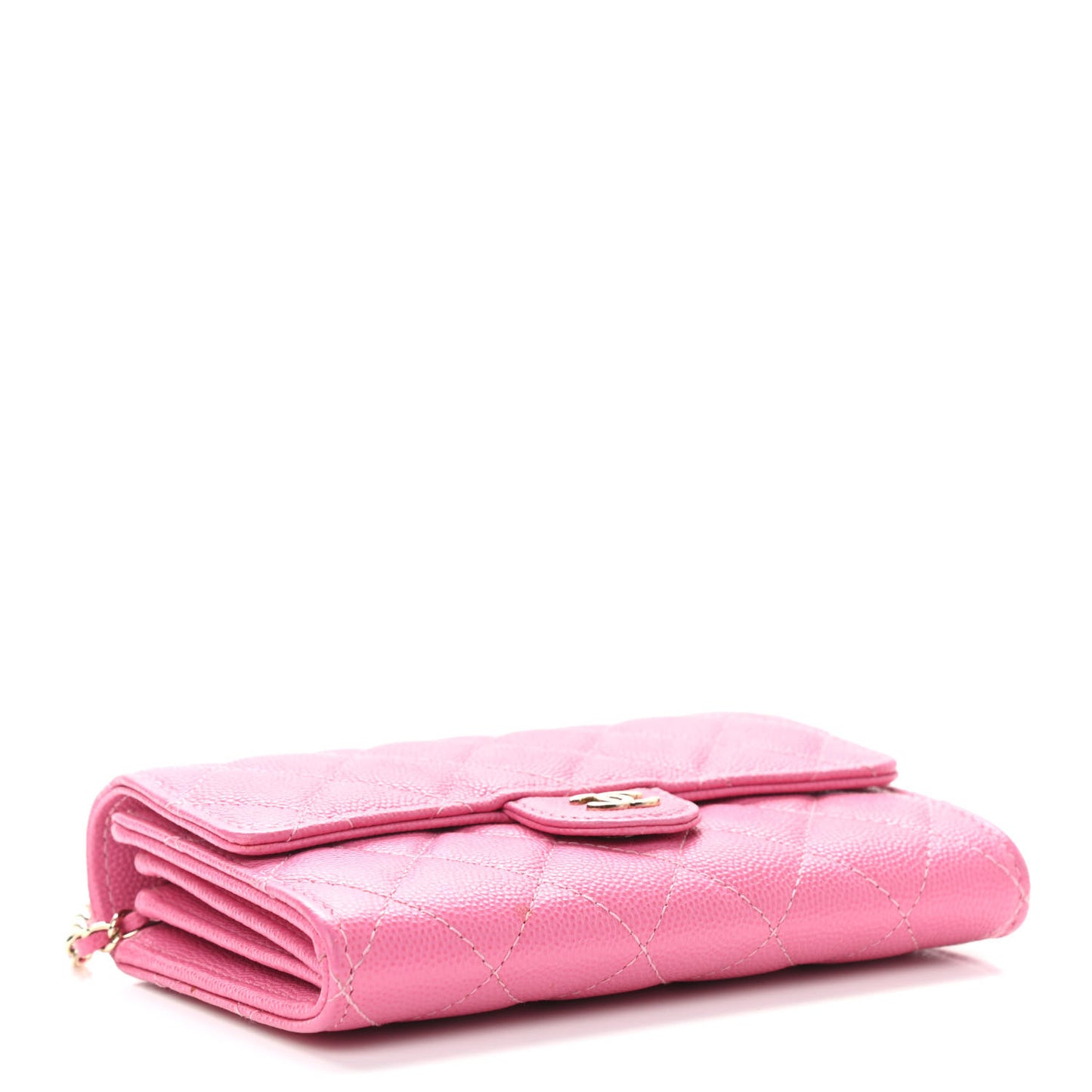 Caviar Quilted Flap Mini Wallet On Chain WOC Pink