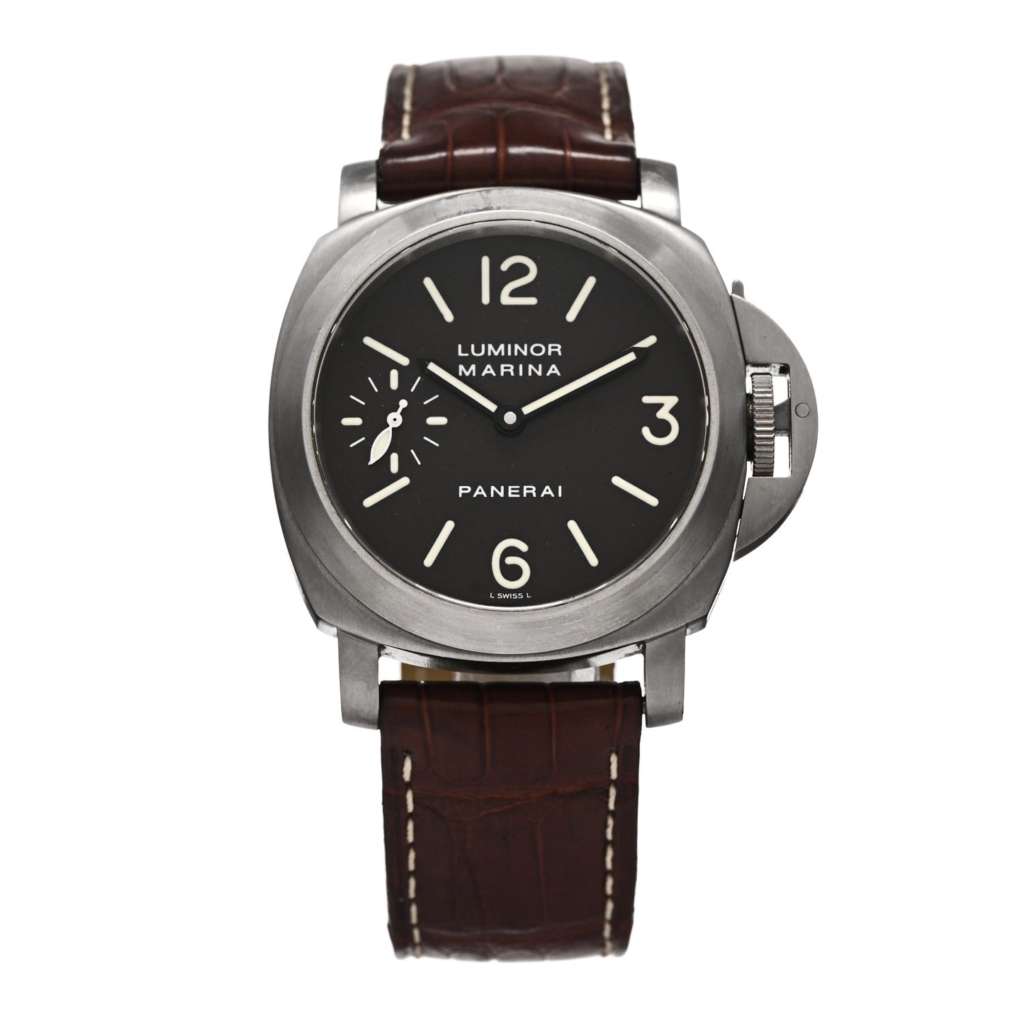 Titanium Alligator 43mm Luminor Marina Manual Winding Watch Black PAM00061