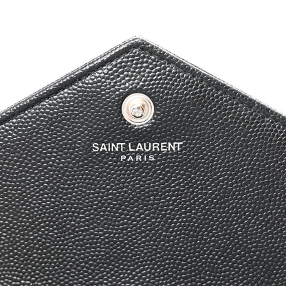 Saint Laurent Grain De Poudre Matelasse Chevron Monogram Chain Wallet Black 5 of 10