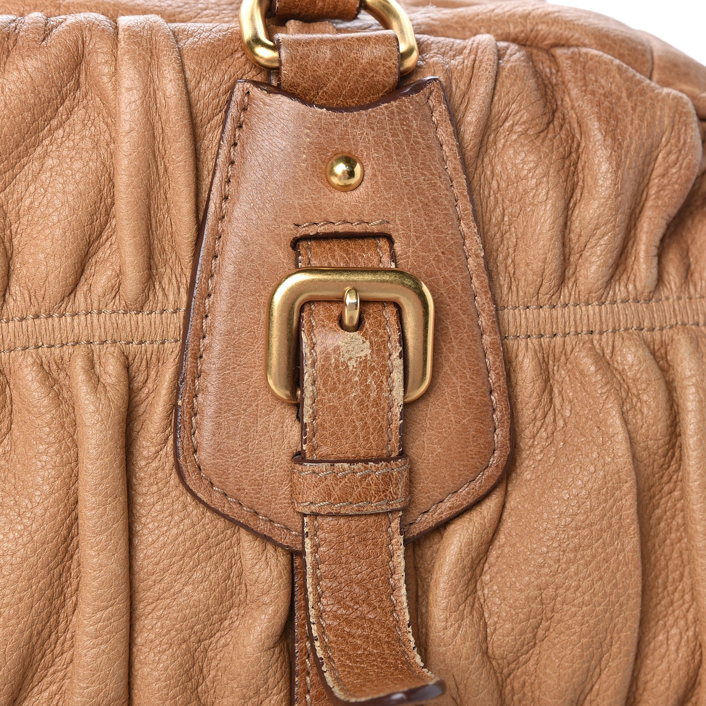 Cervo Deerskin Gaufre Dome Satchel Naturale