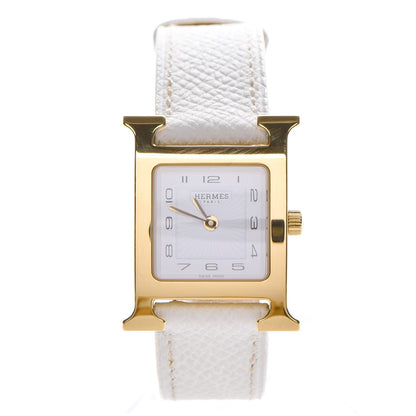 Hermes Stainless Steel Epsom 21mm Heure H Hour Quartz Watch Blanc 1 of 10
