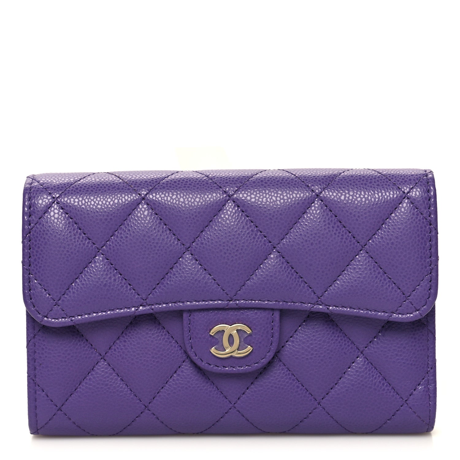 Chanel Caviar Quilted Medium Flap Wallet Purple 1 of 11