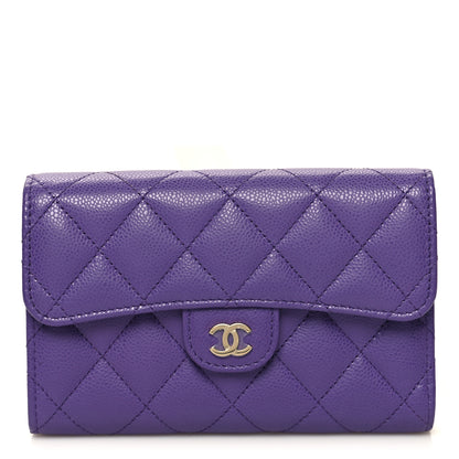 Chanel Caviar Quilted Medium Flap Wallet Purple 1 of 11