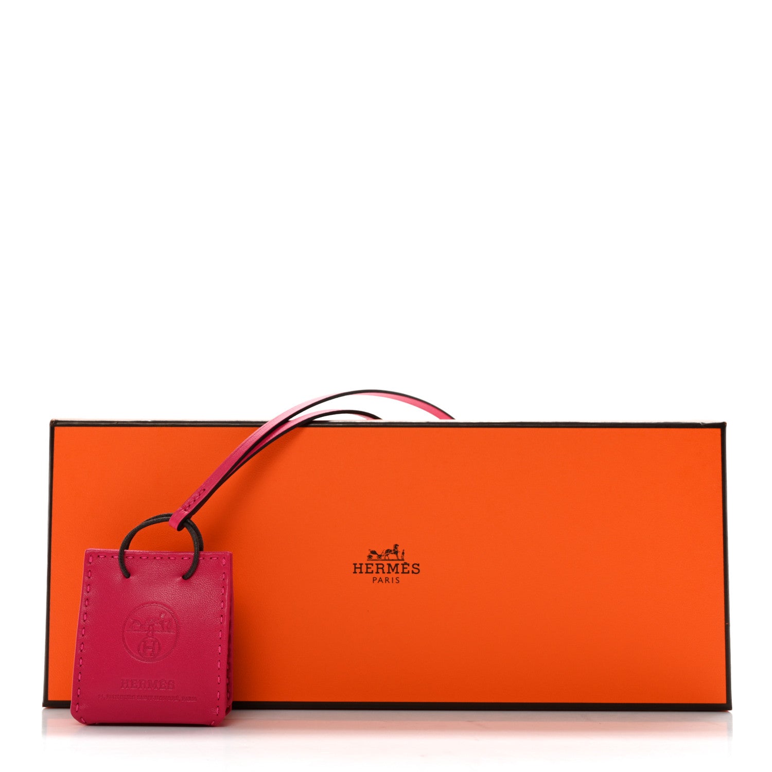 Hermes Milo Lambskin Swift Shopping Bag Charm Rose Mexico 4 of 4