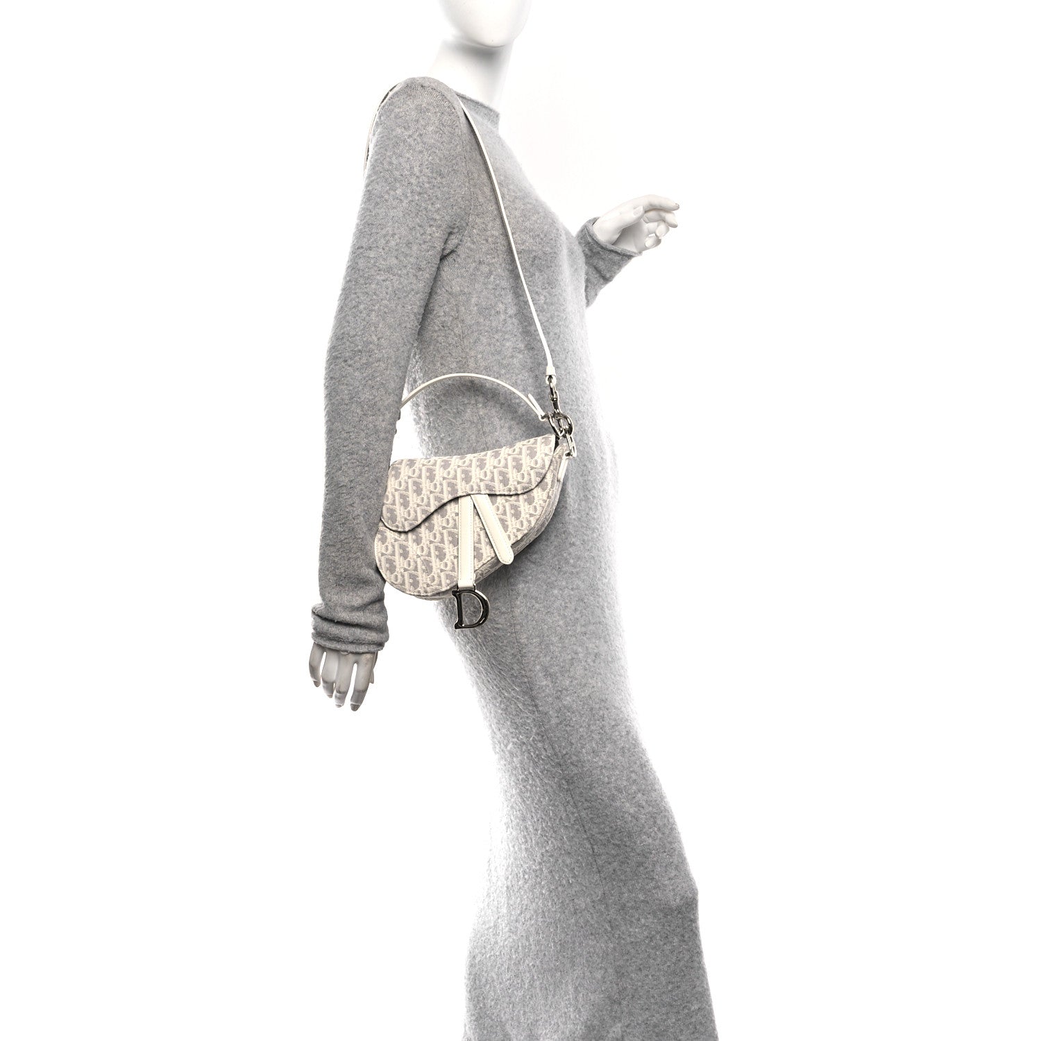 Christian Dior Oblique Mini Saddle Bag With Strap Latte Grey 2 of 9