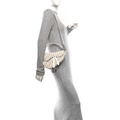 Christian Dior Oblique Mini Saddle Bag With Strap Latte Grey 2 of 9