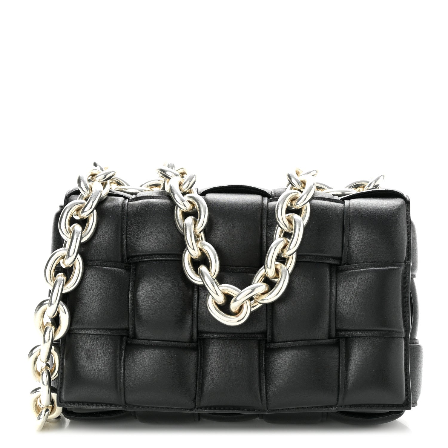Bottega Veneta Lambskin Maxi Intreccio Padded Chain Cassette Crossbody Bag Black 1 of 10