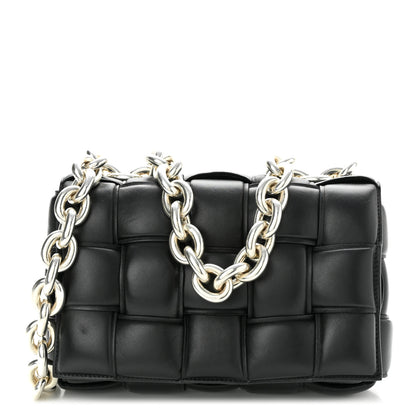 Bottega Veneta Lambskin Maxi Intreccio Padded Chain Cassette Crossbody Bag Black 1 of 10