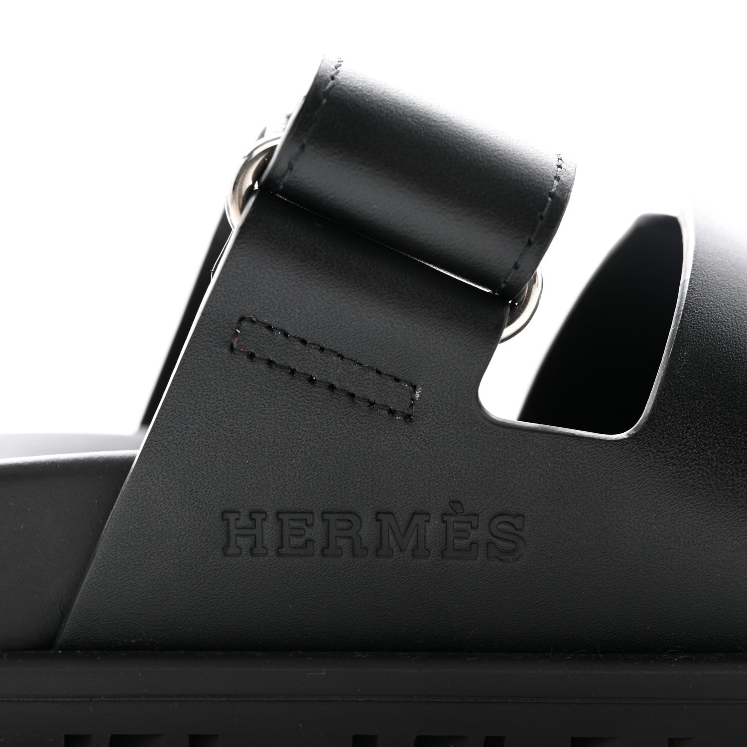 Hermes Calfskin Womens Chypre Sandals 37.5 Black 8 of 10