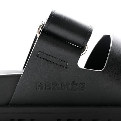 Hermes Calfskin Womens Chypre Sandals 37.5 Black 8 of 10