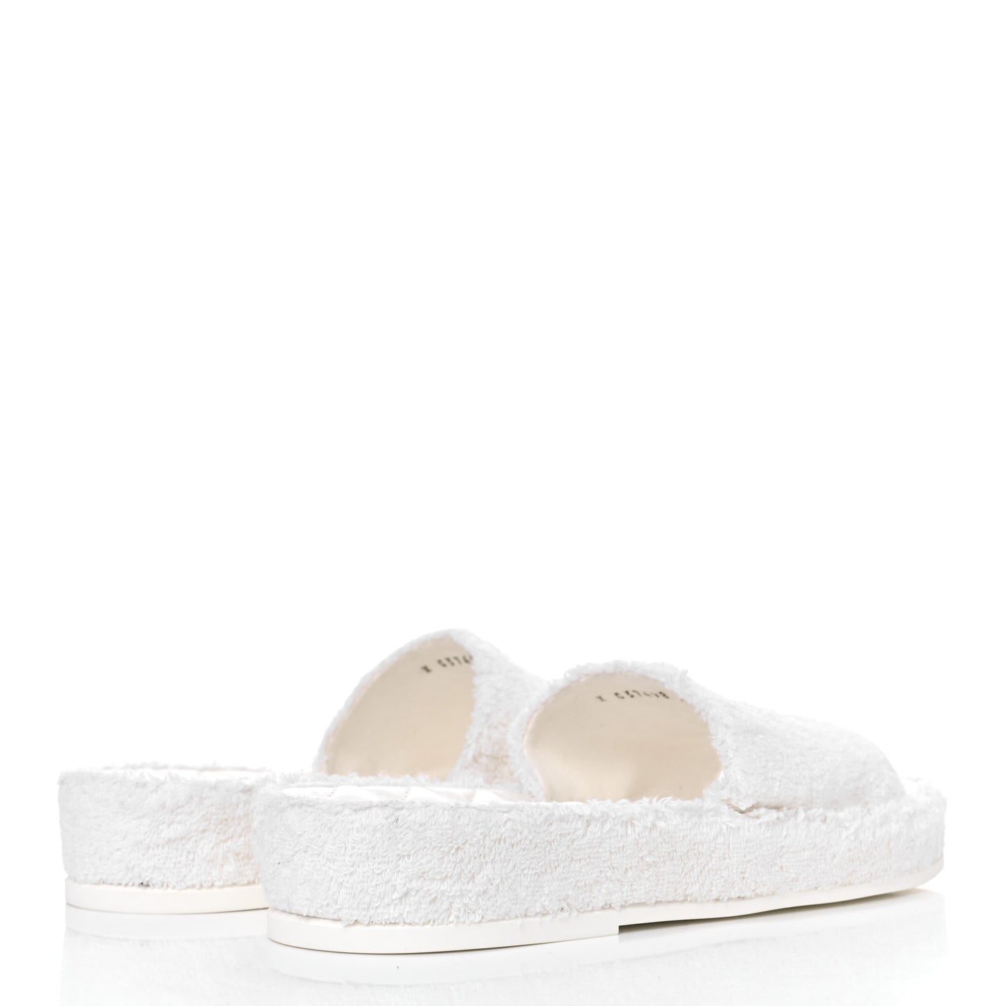 Patent Fabric CC Flat Slide Sandals 40 White