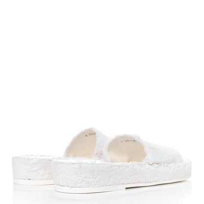 Chanel Patent Fabric CC Flat Slide Sandals 40 White 3 of 8