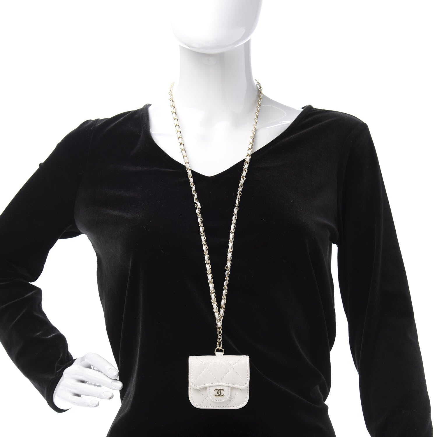 Chanel Caviar Quilted Airpods Pro Case White 2 of 8