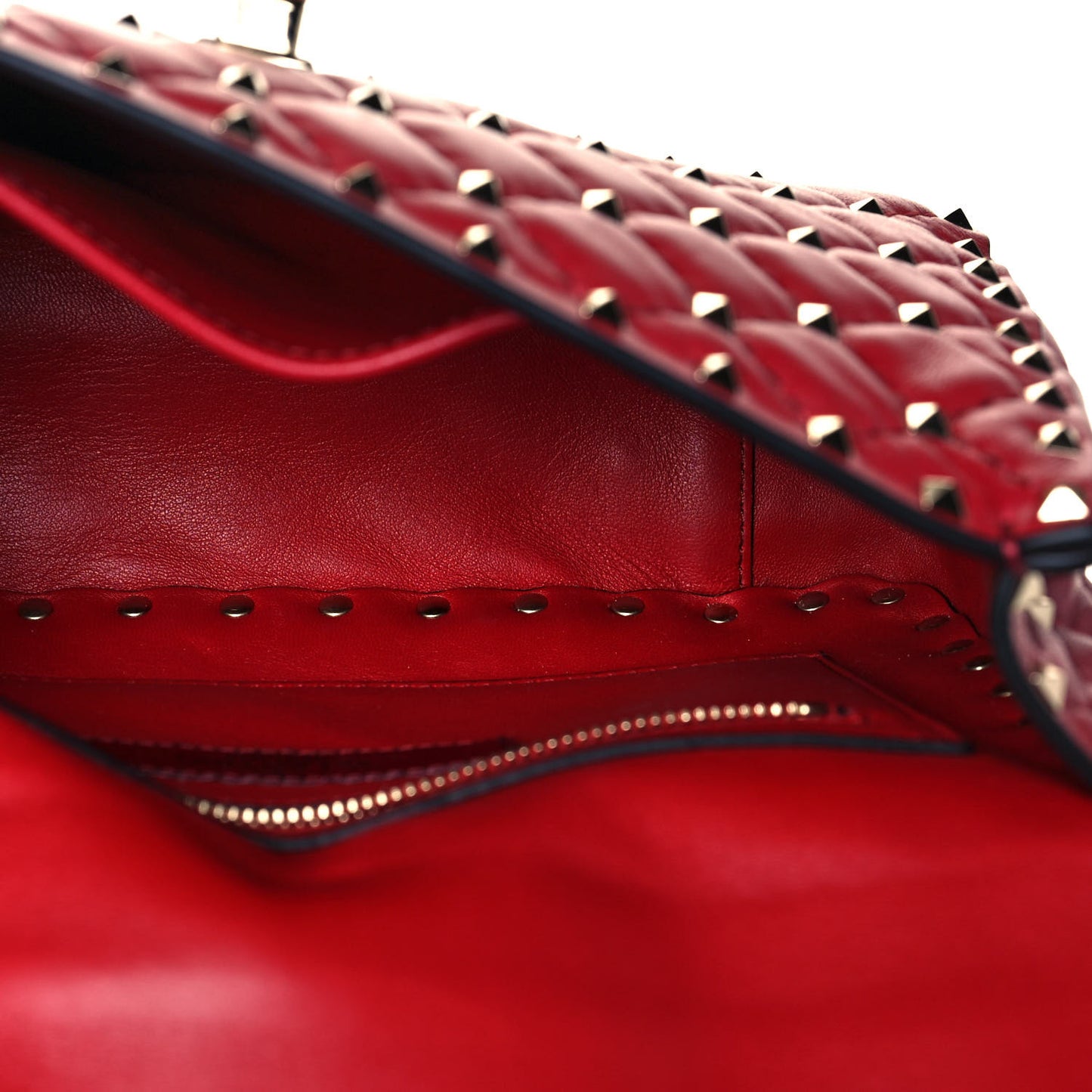 Nappa Medium Rockstud Spike Shoulder Bag Rosso Valentino