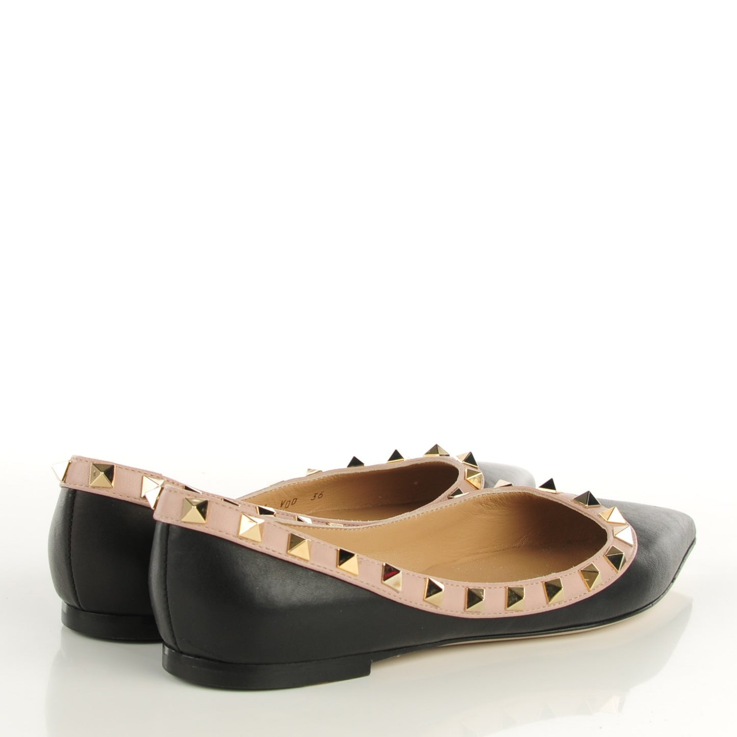Nappa Rockstud Ballerina Flats 36 Black Poudre