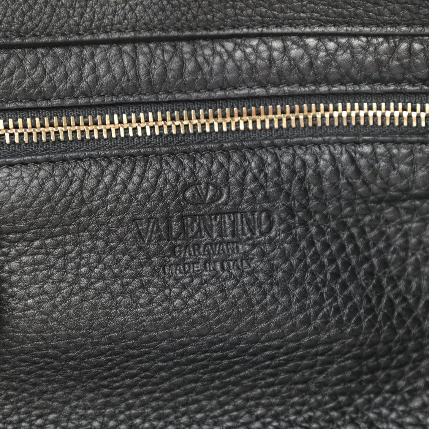 Grained Calfskin Small Rockstud Tote Black