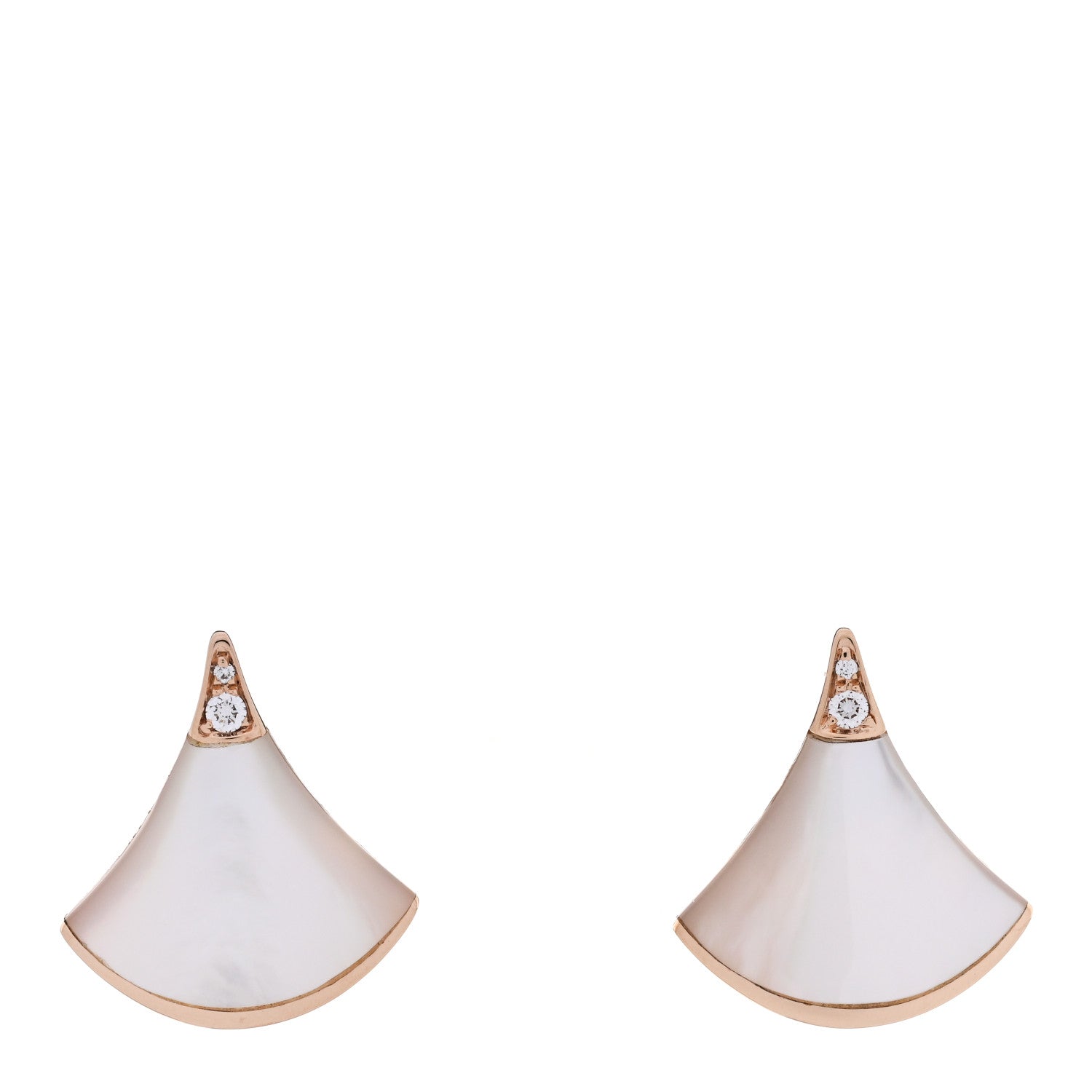 Bulgari 18K Rose Gold Diamond Mother of Pearl Divas' Dream Stud Earrings 1 of 5
