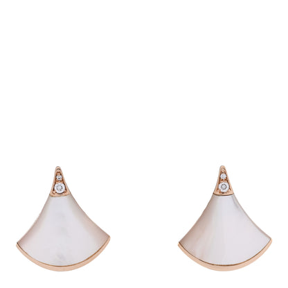 Bulgari 18K Rose Gold Diamond Mother of Pearl Divas' Dream Stud Earrings 1 of 5