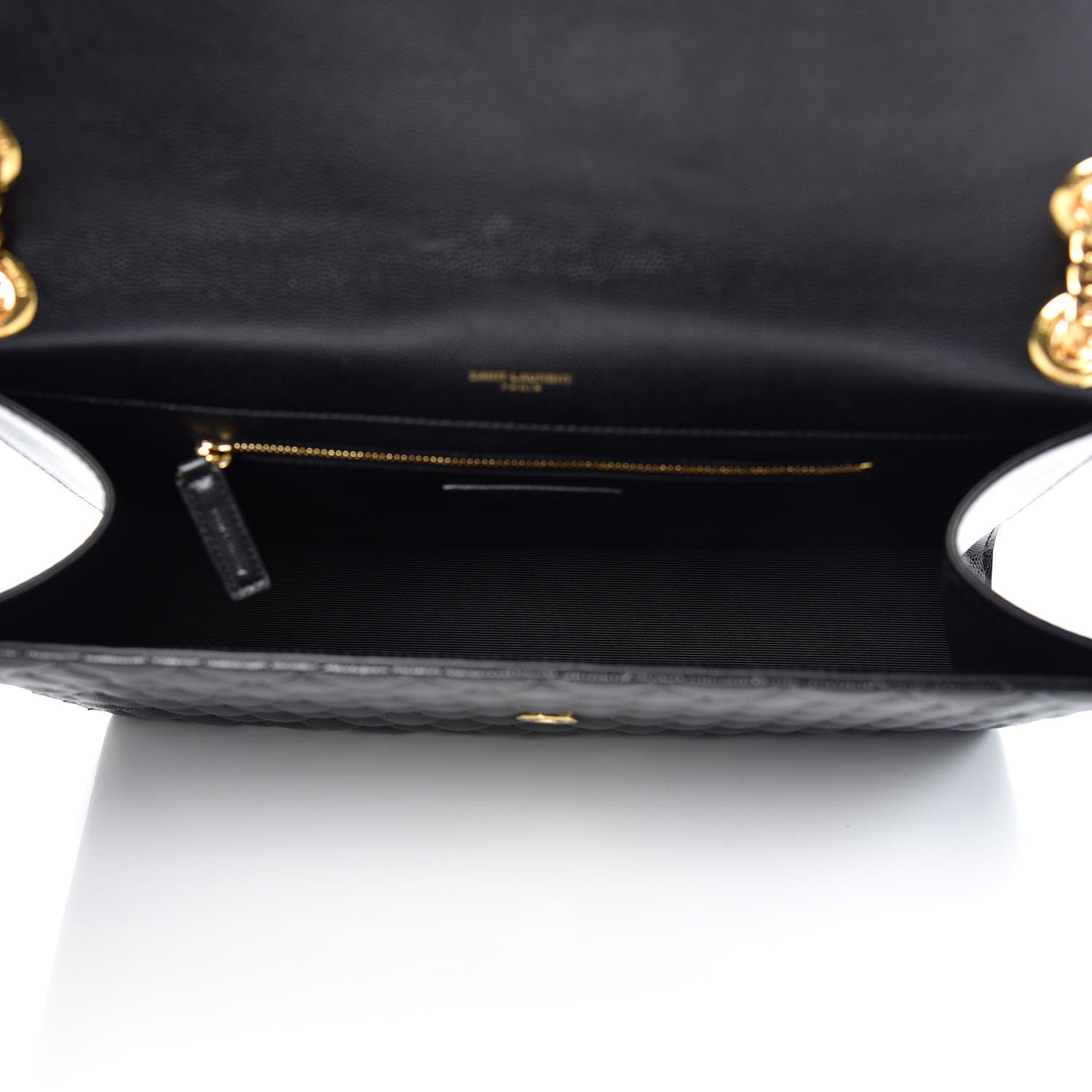 Saint Laurent Grain De Poudre Textured Mixed Matelasse Large Triquilt Monogram Satchel Black 5 of 10