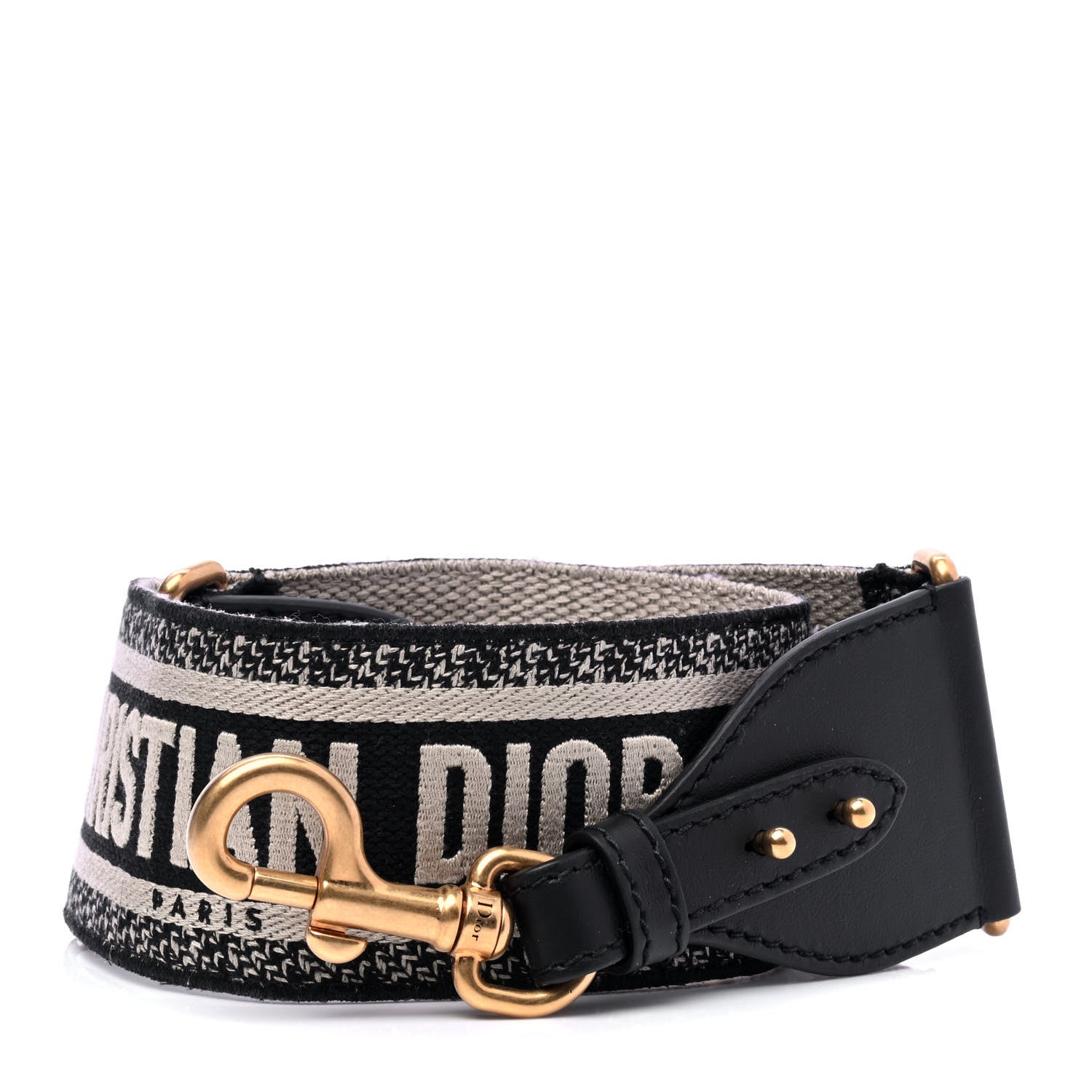 Christian Dior Canvas Embroidered Shoulder Strap Black 1 of 4