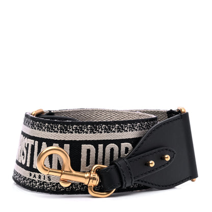Christian Dior Canvas Embroidered Shoulder Strap Black 1 of 4